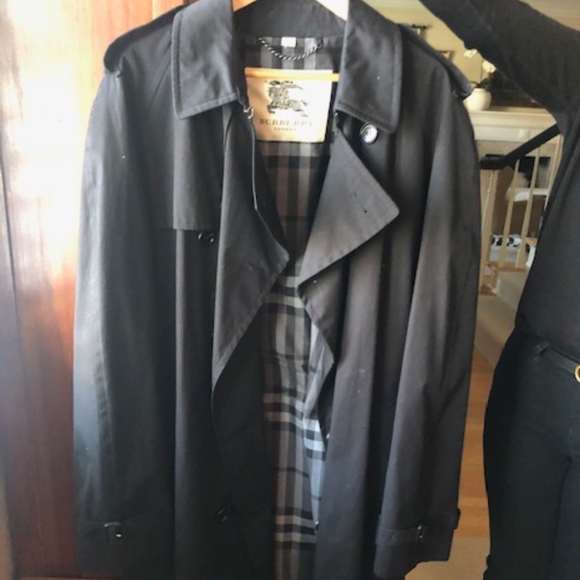 Men's Black Burberry Rain Coat